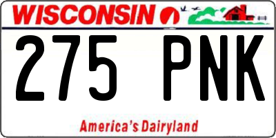 WI license plate 275PNK