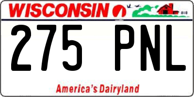 WI license plate 275PNL