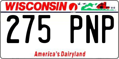 WI license plate 275PNP