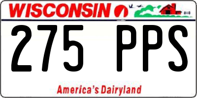 WI license plate 275PPS