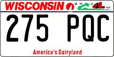 WI license plate 275PQC