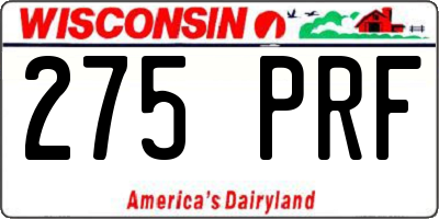 WI license plate 275PRF