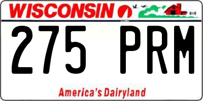 WI license plate 275PRM