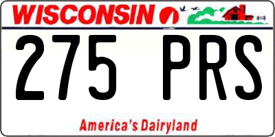 WI license plate 275PRS