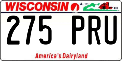 WI license plate 275PRU