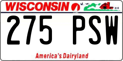 WI license plate 275PSW