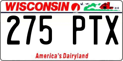 WI license plate 275PTX