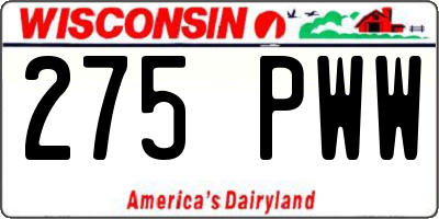 WI license plate 275PWW