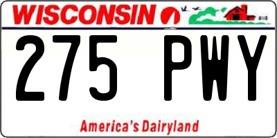 WI license plate 275PWY