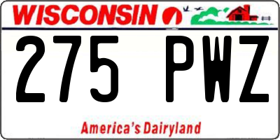 WI license plate 275PWZ