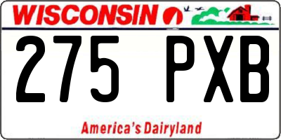 WI license plate 275PXB