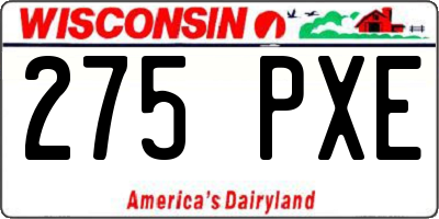 WI license plate 275PXE
