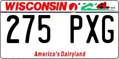WI license plate 275PXG