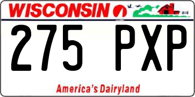 WI license plate 275PXP