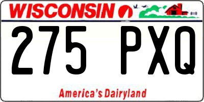 WI license plate 275PXQ