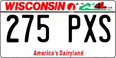 WI license plate 275PXS