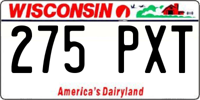 WI license plate 275PXT