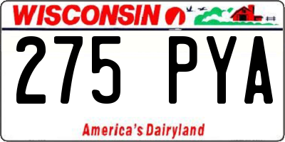 WI license plate 275PYA
