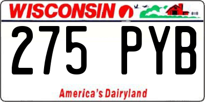 WI license plate 275PYB