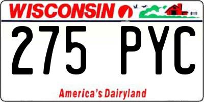 WI license plate 275PYC