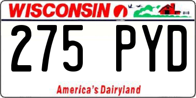 WI license plate 275PYD
