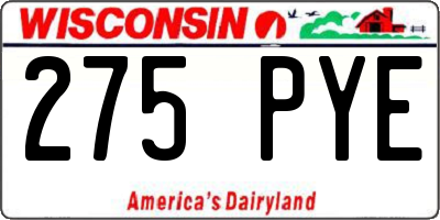 WI license plate 275PYE
