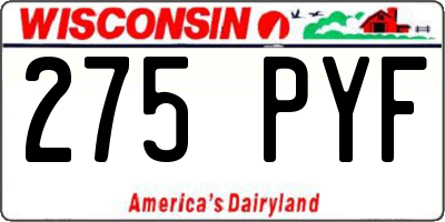 WI license plate 275PYF