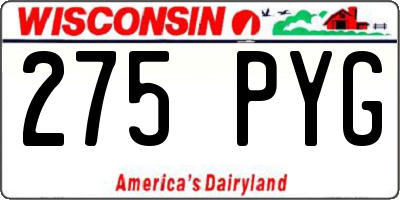 WI license plate 275PYG