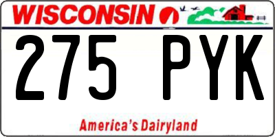 WI license plate 275PYK