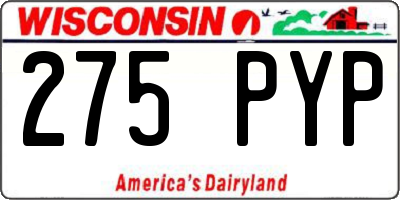 WI license plate 275PYP