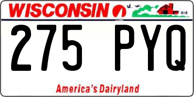 WI license plate 275PYQ