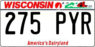 WI license plate 275PYR