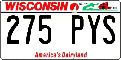 WI license plate 275PYS