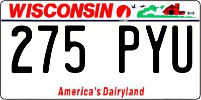 WI license plate 275PYU