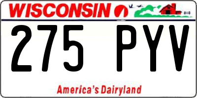 WI license plate 275PYV