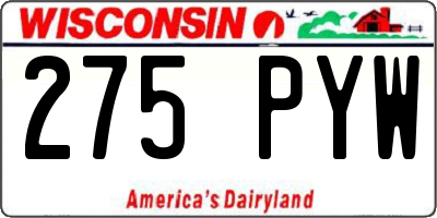 WI license plate 275PYW