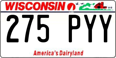 WI license plate 275PYY