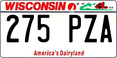 WI license plate 275PZA