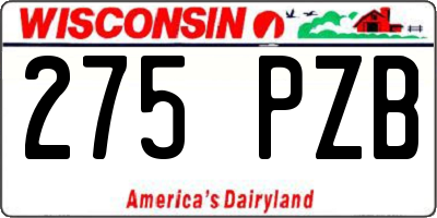 WI license plate 275PZB