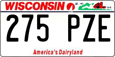 WI license plate 275PZE
