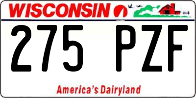 WI license plate 275PZF