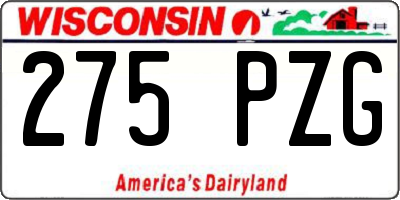 WI license plate 275PZG