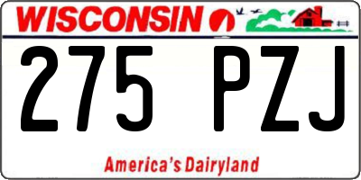 WI license plate 275PZJ