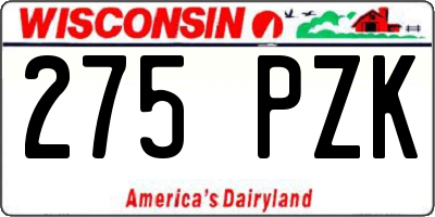 WI license plate 275PZK