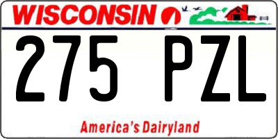 WI license plate 275PZL