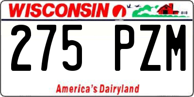WI license plate 275PZM