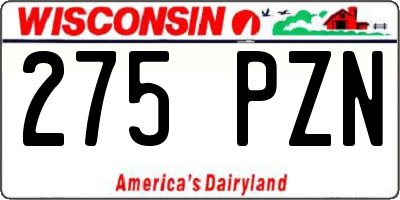 WI license plate 275PZN