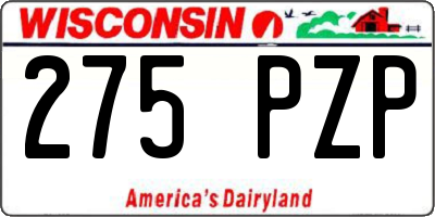 WI license plate 275PZP