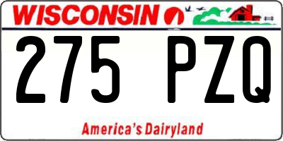 WI license plate 275PZQ