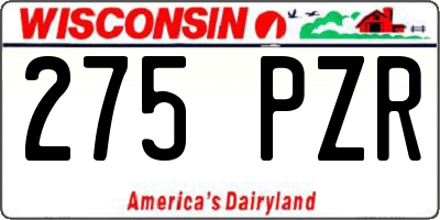WI license plate 275PZR